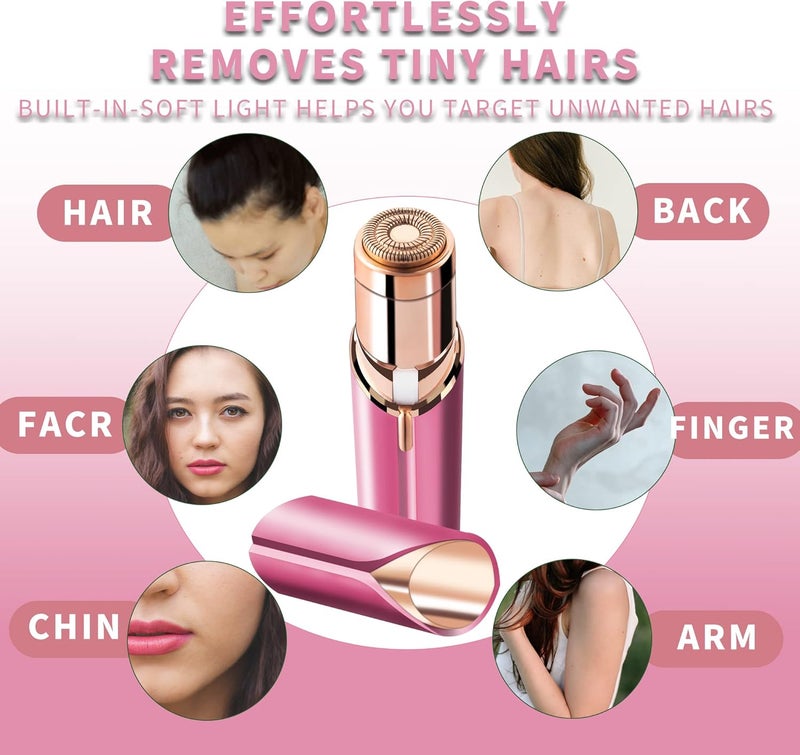 claities Facial Hair Remover for Women- as Seen on TV Painless Face Shaver -Mini Hair Remover, Electric Razor Shaver Portable Bikini Epilator for Lips, Chin, Armpit, Peach Fuzz, Fingers, Neck, Cheek (Rose red) - Image 2